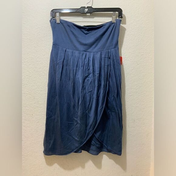 Alice + Olivia Base Dusty Blue Strapless Casual Soft Tencel Silk Blend Dress XS - Picture 5 of 9